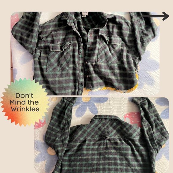 Urban Outfitters Women's Green and Navy Shirt - Picture 4 of 7